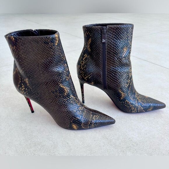 CHRISTIAN LOUBOUTIN So Kate Leather Snake Embossed Dark Brown Boots 85 EU 38 US8 - Picture 6 of 15